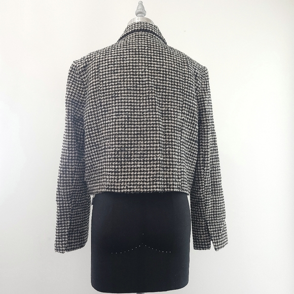 ASTR Houndstooth Wool Blend Cropped Oversized Double Breasted Blazer Jac… - Picture 13 of 16